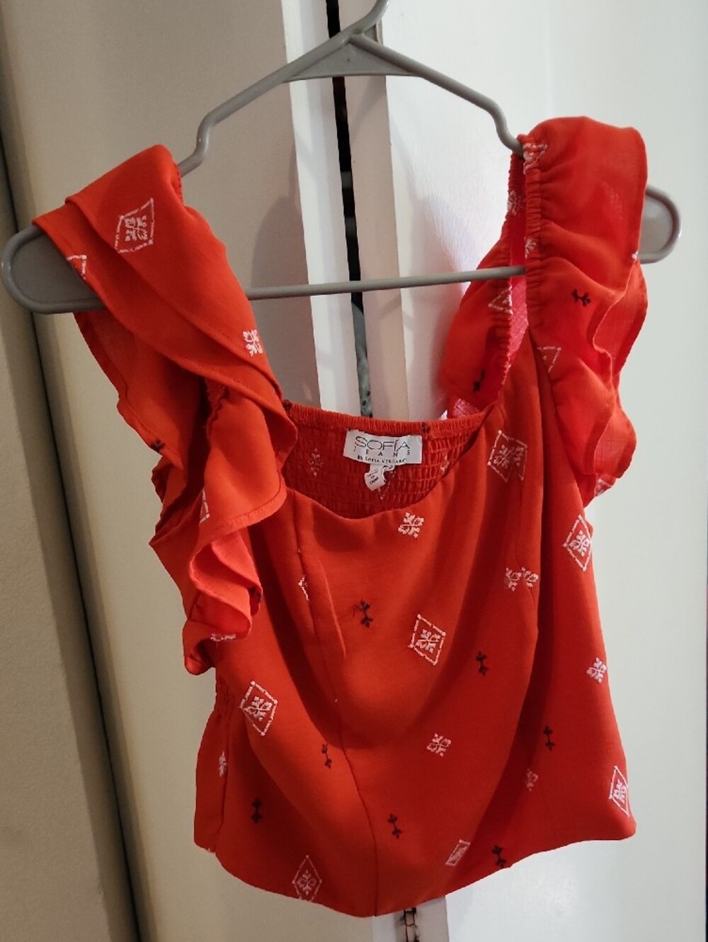 sofia by sofia vergara Red Smocked Women's Top